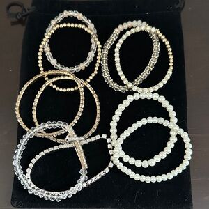 Elegant Gold and Silver Beaded Bracelet Set